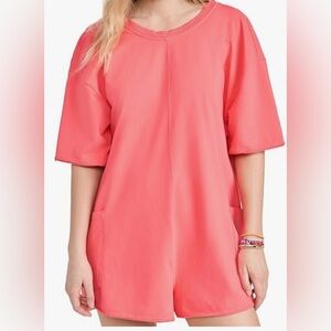 FP Movement Women's Hot Shot Tee Romper new w/tags XS. Electric Sunset Neon pink